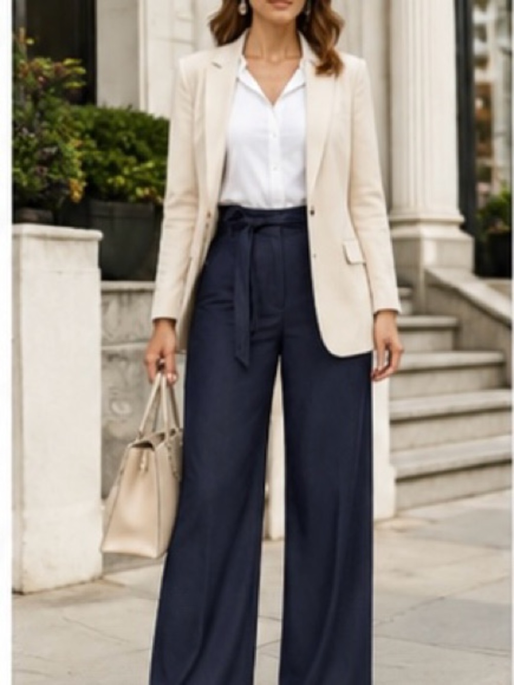 BNWT New York & Company Tie-Waist Wide-Leg Pants | Size 14 Tall | Denim Look |
